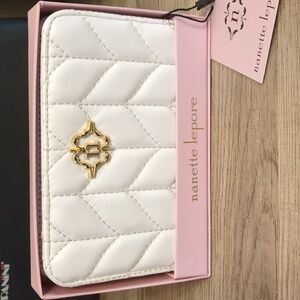 Nanette Lepore White Leather-like Quilted Bi-Fold Wallet NEW